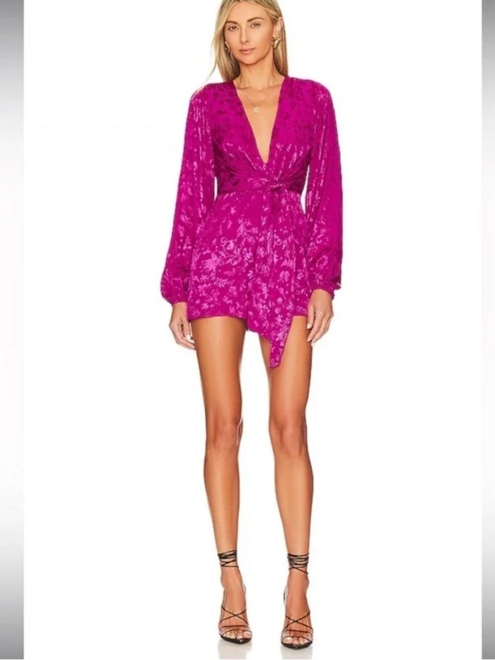 House of Harlow 1960 Deep Fuchsia V-Neck Romper